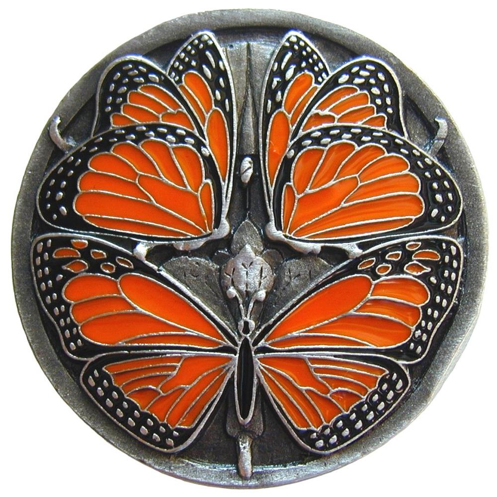 Notting Hill NHK-145-PE Monarch Butterflies Knob Enameled Antique Pewter